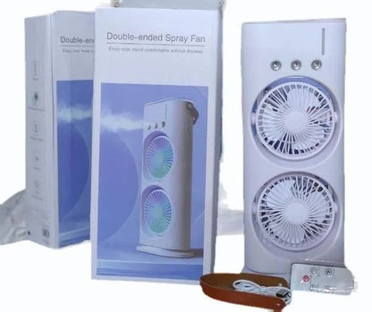 portable double ended mist spray fan for summer room cooling USB rechargeable mini AC